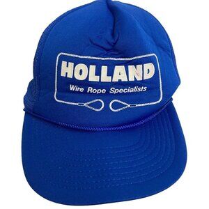 Vintage Blue Trucker Hat Holland Wire Rope Specialists Mesh Back Snapback